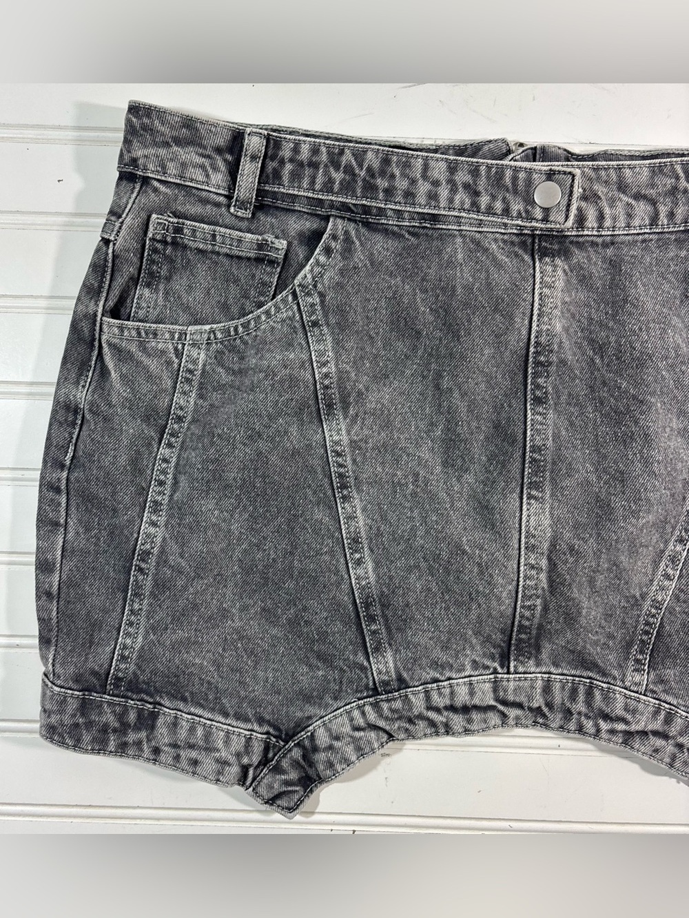 Pretty Little Things Plus Curved Hem Denim Mini Skirt Cotton Womens Size 12 - Picture 3 of 16